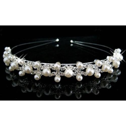 Crystal rhinestone pearl bandage a silver color wedding party well tiara hair bands bridal hair accessories flower girl Hairwear