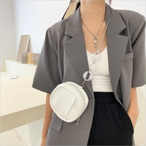 Female Corssbody Bags New Fashion Chain Chest Bag For Women Simple Pu Leather Solid Color Messenger Mini Round Bag Сумка Женская