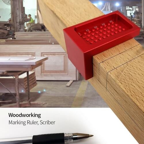 Scriber Carpentry T-Type Marking Ruler Hole Aluminum Alloy Crossed Gauge Measuring Feet Tool Woodworking Mini Marking Ruler