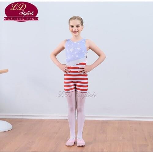 Girls Red Stripe Training Ballet Leotards Clothing Stage Performance Competition Dance Skirt Children Dancewear Practice Dresses