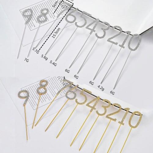 16 - 25 years old Creative birthday cake decorate cake number 0-9 alloy diamond Birthday Insert Cake Inserting Card For party