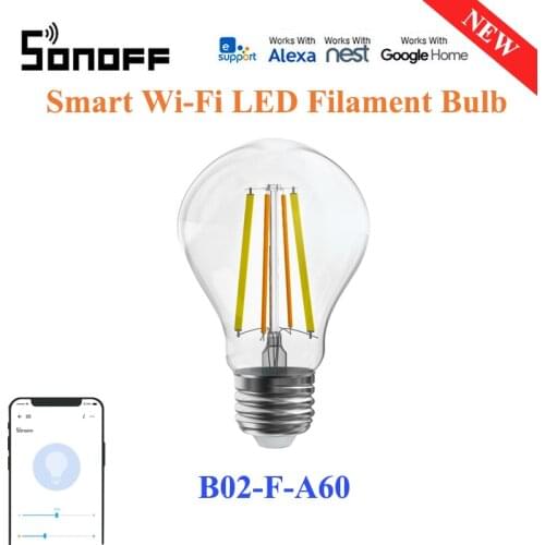 SONOFF 7W E27 Smart WIFI LED Filament Bulb Light For eWelink APP 220-240V Automation Compatible With Alexa Google HomeB02-F-A60