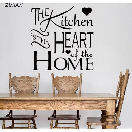 Kitchen Quote Wall Stickers The Kitchen is The Heart of the Home Vinyl Wall Decals Home Interior Decoration Dining Room Z129