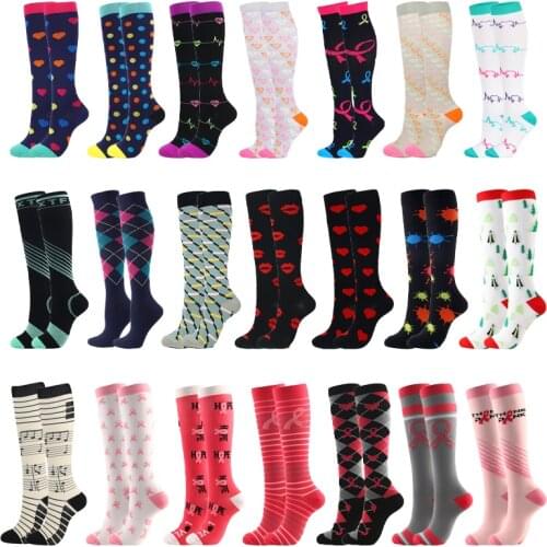 Mens And Womens Fun Compression Socks Nursing Sports Stockings Breathable Knee Socks Suitable For Edema And Varicose Veins