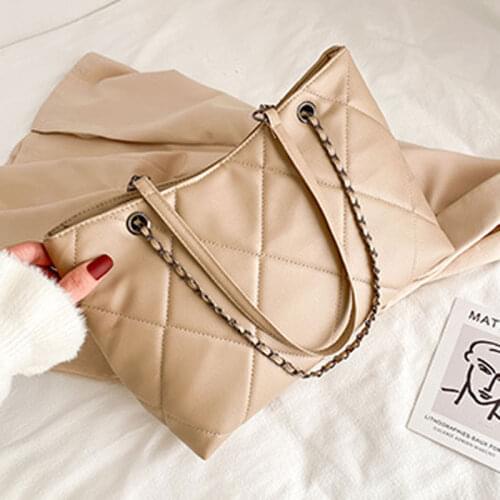 Fashion Ringer Embroidery Thread Tote Bag Large Capacity Handbag for Women Chain Strap Shoulder Bag Female Crossbody Bag