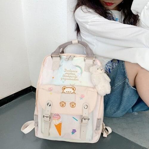 Ladies Cute Embroidery Backpacks Brand Classic Cute Fashionable School Bags For Teenage Girls Mochila Notebook 2020 New Backpack