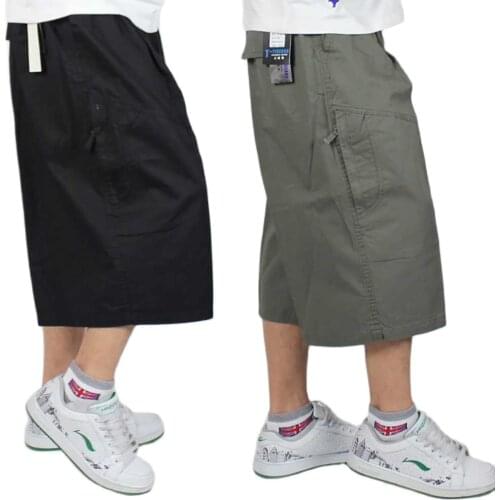 Plus Size Cargo Shorts Summer Men Casual Boardshorts Straight Loose Baggy Shorts Elastic Waist Hip Hop Cotton Shorts Clothing