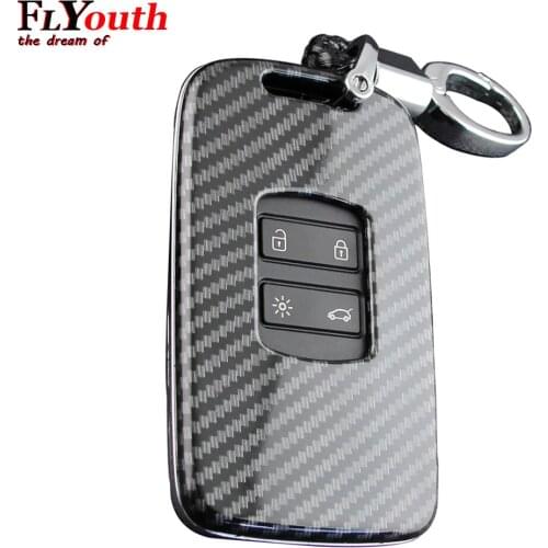 Car Key Shell For Renault Koleos Kadjar Megane 2016-2020 ABS Carbon Fibre Car Key Cover Keychain Car Styling 1PC