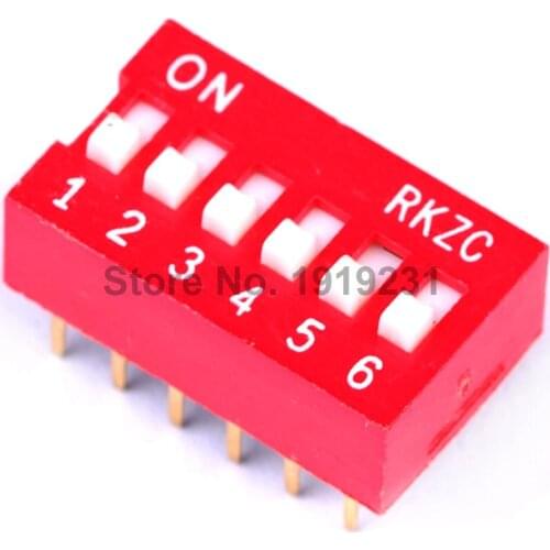 100PCS 2.54mm 6Pin Flat Dial Switch Toggle Switch DIP Switch Red Snap Switch