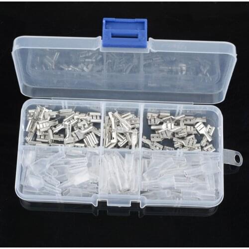 120pcs Female Spade Terminal Connectors With Insulating Sleeves Metal Crimp Terminal Sleeve Wire Wrap Connector 2.8mm 4.8mm 6.3m