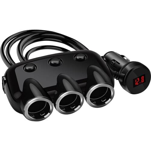 12V-24V Car Cigarette Lighter Socket Splitter Plug Digital Voltage Display USB Charger Car Charger for Mobile Phone MP3 DVR