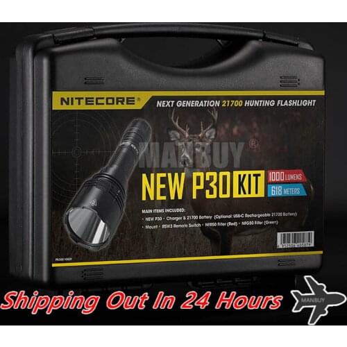 2020 Discount NITECORE 1000LMs CREE LED newP30 HUNTING KIT Tactical Ultra High Intensity Flashlight Lantern BoxSet Free Shipping