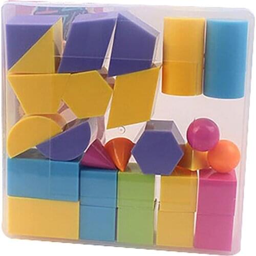 24Pcs 3D Geometric Solid Colorful Shape Visual Aids Math Education Student Toy