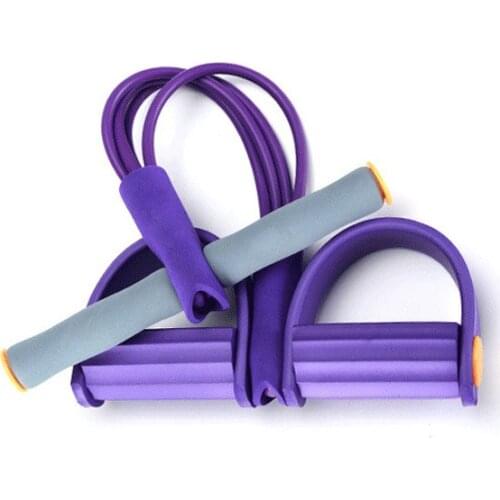 4-Tube Elastic Sit Up Pull Rope with Foot Pedal Abdominal Exerciser Equipment Fitness Yoga