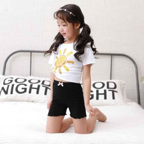 4pcs Cotton Girls Safety Pants Summer Kids Girls Leggings Solid Bow Short Tights Children Underwear Childrens clothing 2021