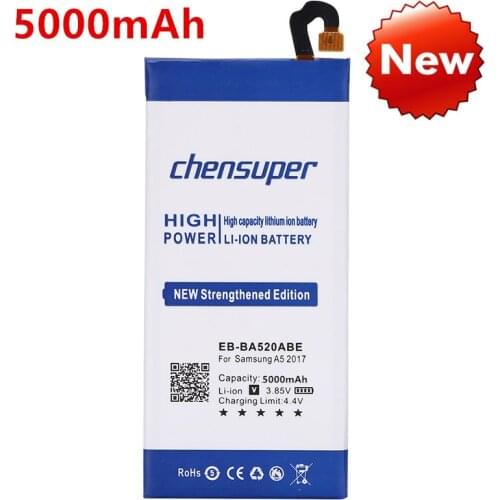 2pcs/chensuper 5000mah EB-BA520ABE For Samsung GALAXY A5 2017 A520F SM-A520F 2017 Edition battery