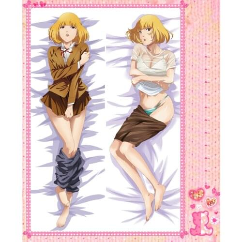 Anime Cartoon Prison School Double Bolster Hugging Pillow Case Pillow Cover Pillowcase Peach Skin 2 Way No.58018