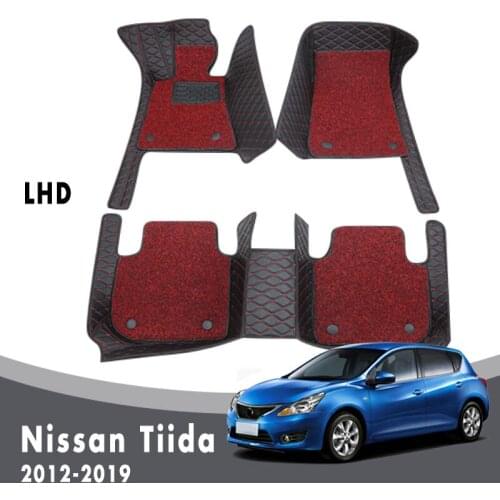 Car Floor Mats For Nissan Tiida 2020 2019 2018 2017 2016 2015 2014 2013 2012 Carpets Double Layer Wire Loop Interior Protect