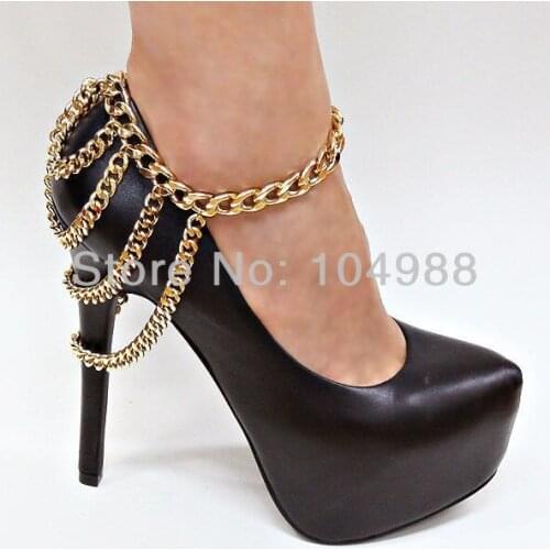 FREE SHIPPING NEW Style A22 Women Loved Gold or Silver Tone Multi Chain Ankle Shoe Boot Heel Stiletto Anklet Chain Jewelry