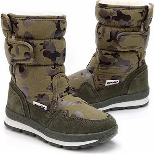 Boys shoes boots camouflage winter style full plus size 27 to 41 snow boot antiskid sole children warm thick fur free shipping