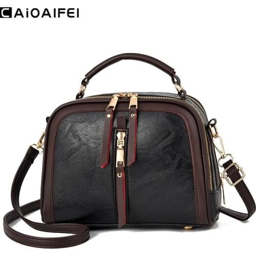 CAIOAIFEI new fashion messenger bags for women high quality PU leather luxury handbags zipper decorative female shoulder bags