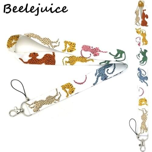 100pcs Colorful Leopard animals Neck Strap Lanyards ID badge card holder keychain Mobile Phone key Strap Gift decorations