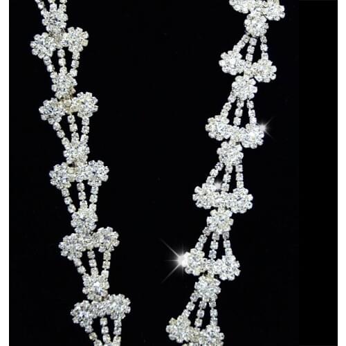 10Yards Diamond Crystal Rhinestone Chain Silver Brass Base Clothing And Bridal Bouquet Embellishments