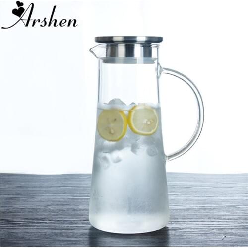1800ml Juice Flower Teapot Glass Kettle Big Outlet Water Jug Heat Resistant Transparent Container with Stainless Steel Strainer