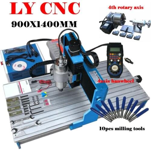 CNC Metal Engraver 9014L 2200W 1500W Linear Guideway 4 Axis USB Port Aluminum Wood Router for Woodworking Milling Machine Kit