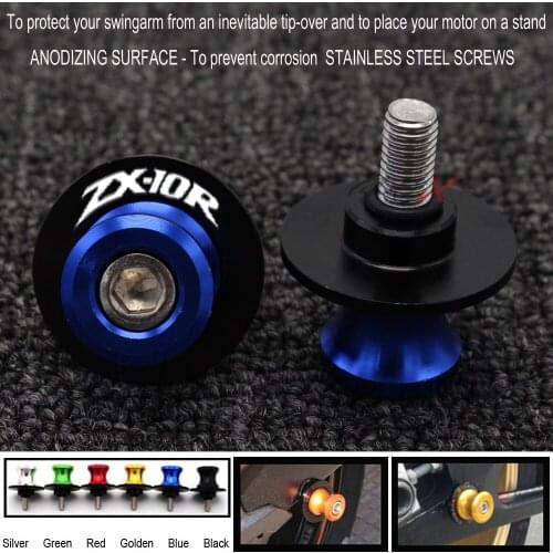 For KAWASAKI ZX10R ZX-10R ZX 10R 2011-2017 2016 2015 Motorcycle Accessories Swingarm Spools Slider Stand Screws 0.315in/M8 CNC