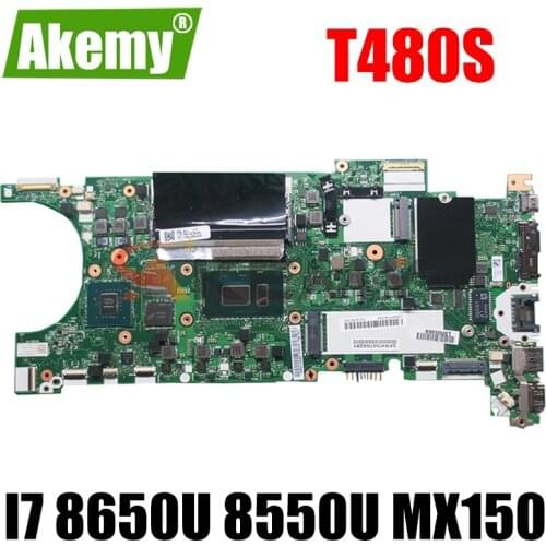 For Lenovo Thinkpad T480S laptop motherboard NM-B471 with CPU i7 8650U 8550U MX150 GPU 8GB-RAM tested 100% working Mainboard