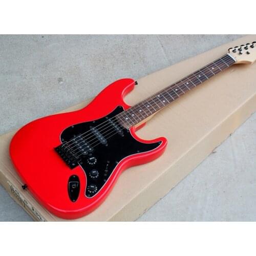 Red body electric guitar with SSH pickup, Black Pickguard, black hardware, custom made, free delivery