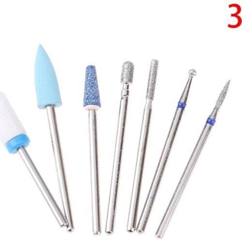 7pcs Cutter For Manicure Ceramic Diamond Nail Drill Bits Mill Cutters For Removing Gel Varnish Nail Art Manicure Machine Tool