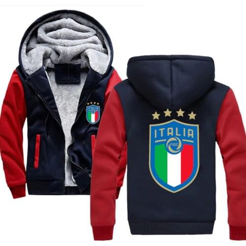 Italia FIGC Acrylic Block winter Plus Size Mens Hoodies Male Casual Fleece Thick Hoodies Sweatshirts Mens Cashmere Hoodies