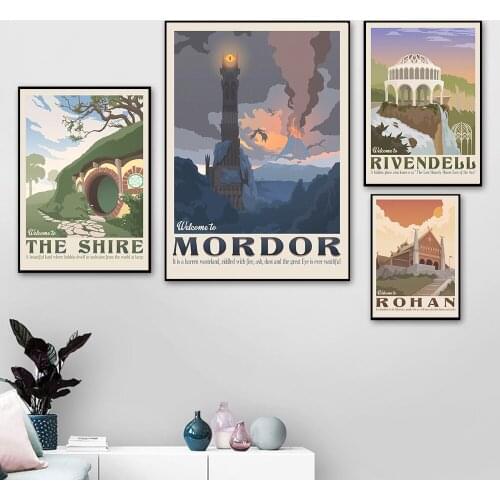Retro Travel Landscape Illustration Wall Art Canvas Painting Nordic Posters and Prints Wall Pictures for Living Home Decoration