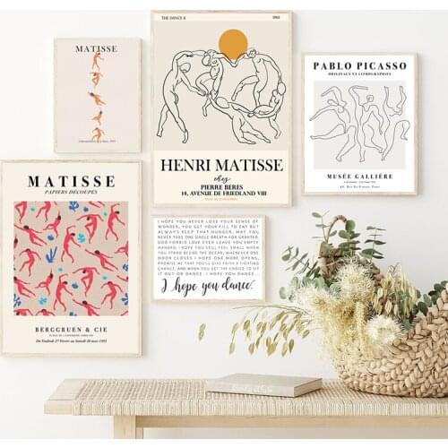 Henri Matisse Pablo Picasso Dancing Figures Painting On Canvas Posters and Prints Dancers Wall Pictures for Living Room Decor