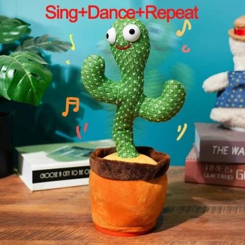 Kawaii Dancing cactus talking cactus Stuffed Plush Toy Electronic toy with song plush cactus potted toy Early Education Toy kids