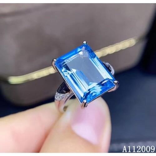 KJJEAXCMY fine jewelry 925 sterling silver inlaid natural blue topaz ring new female exquisite ring support test hot selling