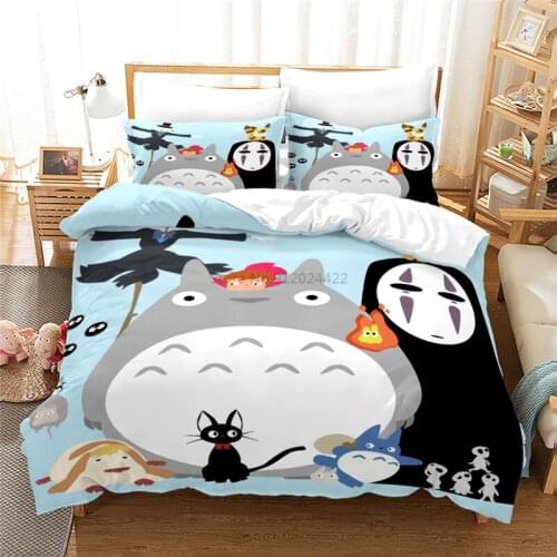 My Neighbor Totoro Cartoon 3d Bedding Set Anime Twin Full Queen King Comforter Cover Set with Pillowcase 2/3pcs Duvet Cover Sets