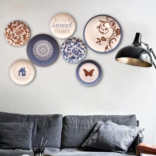 Creative pendant wall decorated ceramic palte background home restaurant living room decoration plate hanging