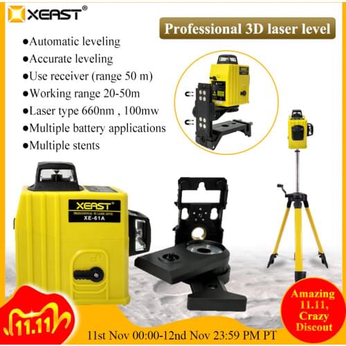 XEAST Laser Level 12 Lines 3D Level Self-Leveling 360 Horizontal And Vertical Cross Super Powerful Green Laser Level