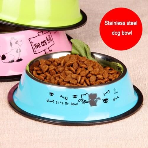Pet Dog Bowl Cat Cartoon Stainless Steel Dog Pot Bowl Pet Feeder Chien Water Bottle Food