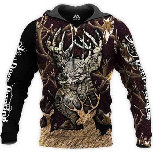 Hot Sale Men Clothing Usa Size Oversized Hoodie Anime Printing Fashion Outdoor Deer Hunter Long Sleeve Streetwear