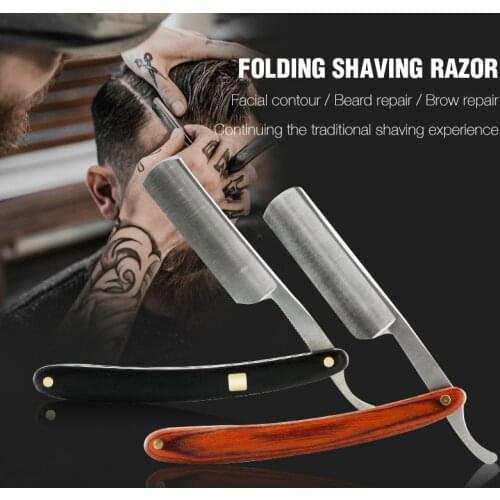 Stainless Steel Razor Holder Folding Shaving Knife Barber Accessories Hair Razor Wooden Handle Shaving Razor Men Shaving Tools