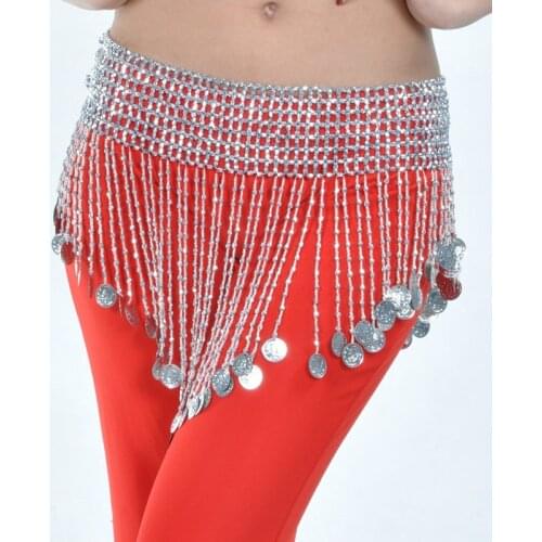 New Belly Dance Accessories Gold / Silver Coins Belly Dance Belts for Women Belly Dance Costume Triangle Hip Scarf