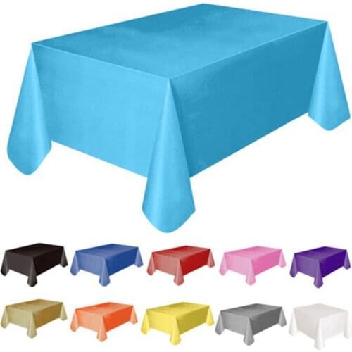 High Quality Disposable Plastic Solid Color Tablecloth 54 x 72 Inch Rectangular Dining Table Cover Suitable for Wedding Banquet