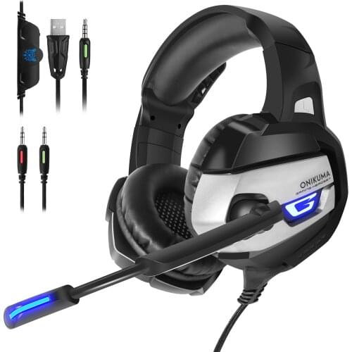 ONIKUMA K5 Pro Gaming Headset PS4 Wired Stereo Game Headphones casque with Microphone LED Lights for PC Laptop Tablet Xbox One