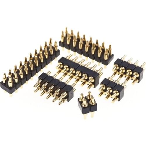 2 pcs Spring Loaded Pogo Pin Connector DIP 4 6 8 10 12 14 16 20 Position Dual Row Through Holes Height 7.0mm Pitch 2.54 mm Grid