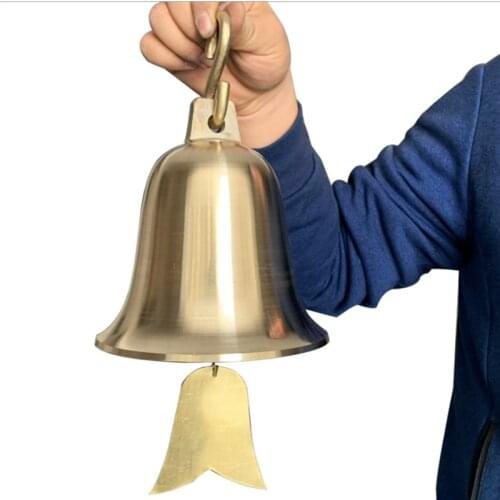 Pure Brass Gold Bell Pendant Antique Copper Christmas Bells Large Small Round Wind Chimes for Temple Pagodas School Decorative