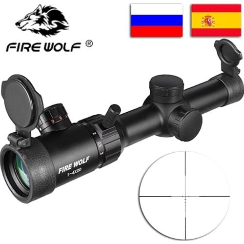 FIRE WOLF 1-4X20 Green/Red Reticle Riflescopes Hunting Rifle Scope With Mounts